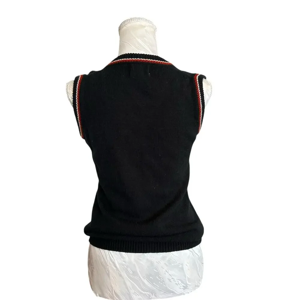 Vintage 50s/60s Cable Knit Sweater Vest Set Black Small - Picture 15 of 16